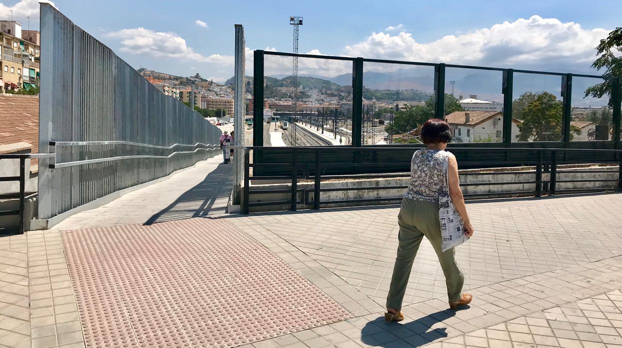 La pantalla antivandálica, junto a la pasarela que conecta Camino de Ronda con Los Pajaritos.