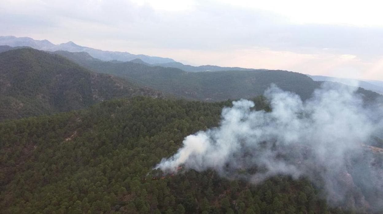 Incendio delcarado en un paraje del municipio de Hornos