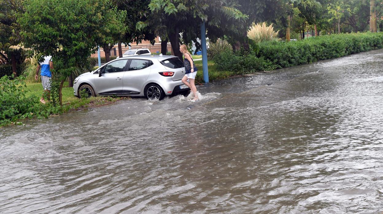 Una de las zonas anegadas en Málaga por la lluvia