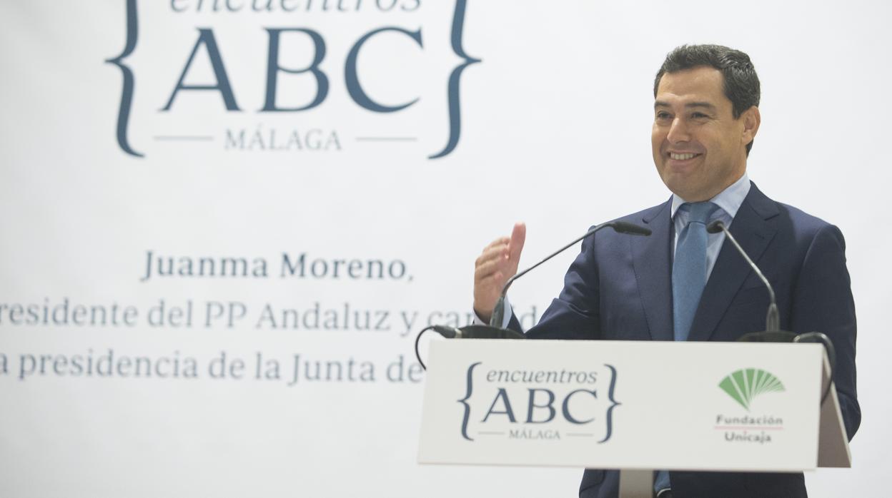 Juanma Moreno durante su intervención en Málaga