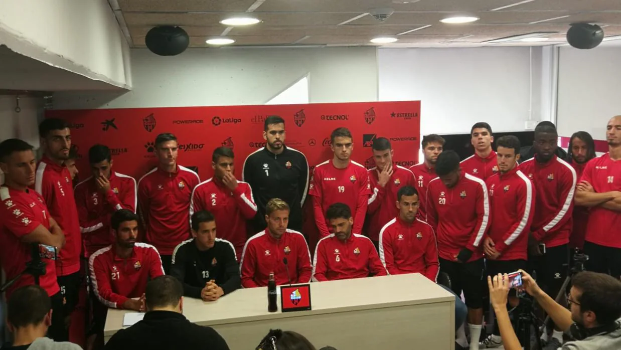 Los jugadores del Reus, en la rueda de prensa