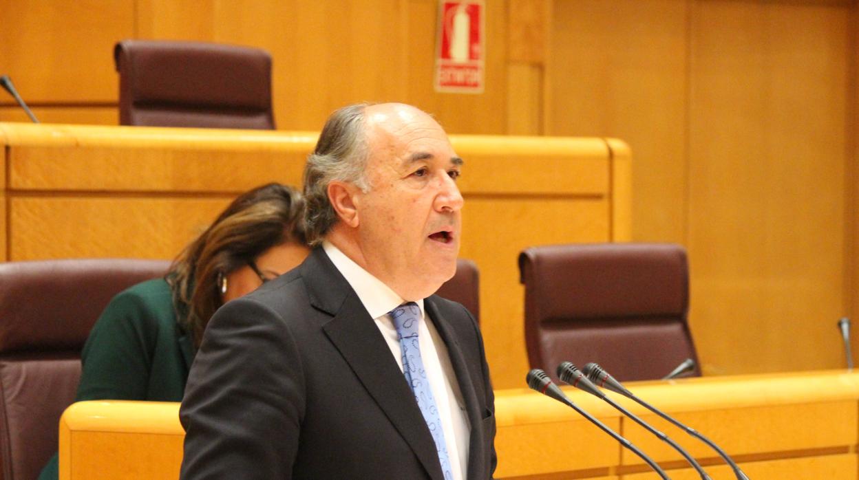 El senador del PP y alcalde de Algeciras, José Ignacio Landaluce, durante su intervención en el Senado