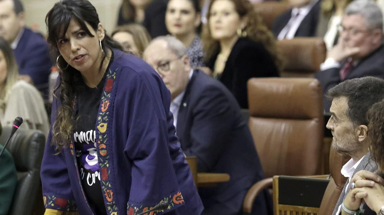 Teresa Rodríguez, en el Parlamento andaluz