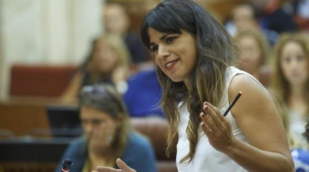 Teresa Rodríguez, en el Parlamento andaluz