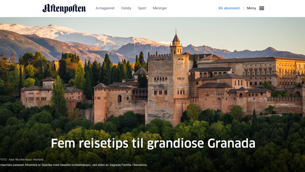 La «grandiosa Granada», en portada de la prensa noruega más leída