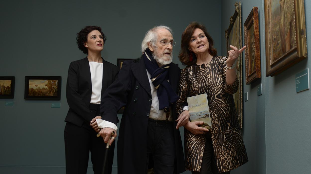 Ginés Liébana junto a Carmen Calvo en la exposición del autor en la Casa de la Moneda de Madrid