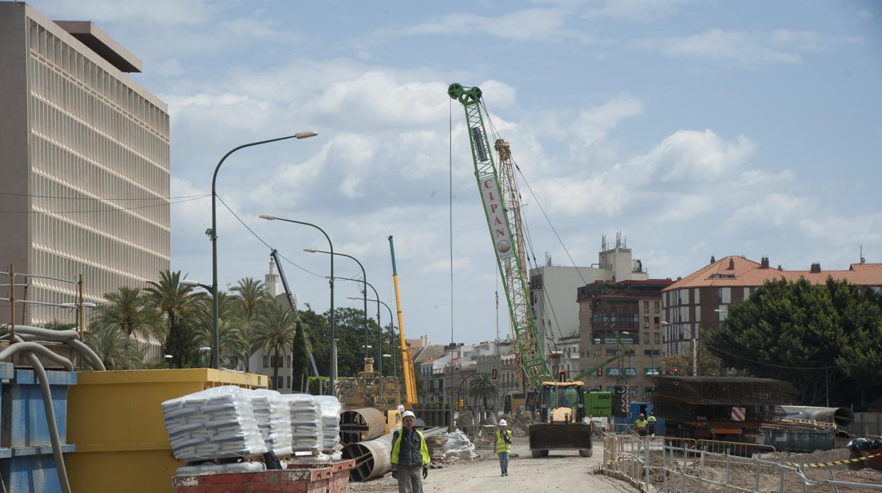 Obras del metro en la avenida de Andalucía en Málaga