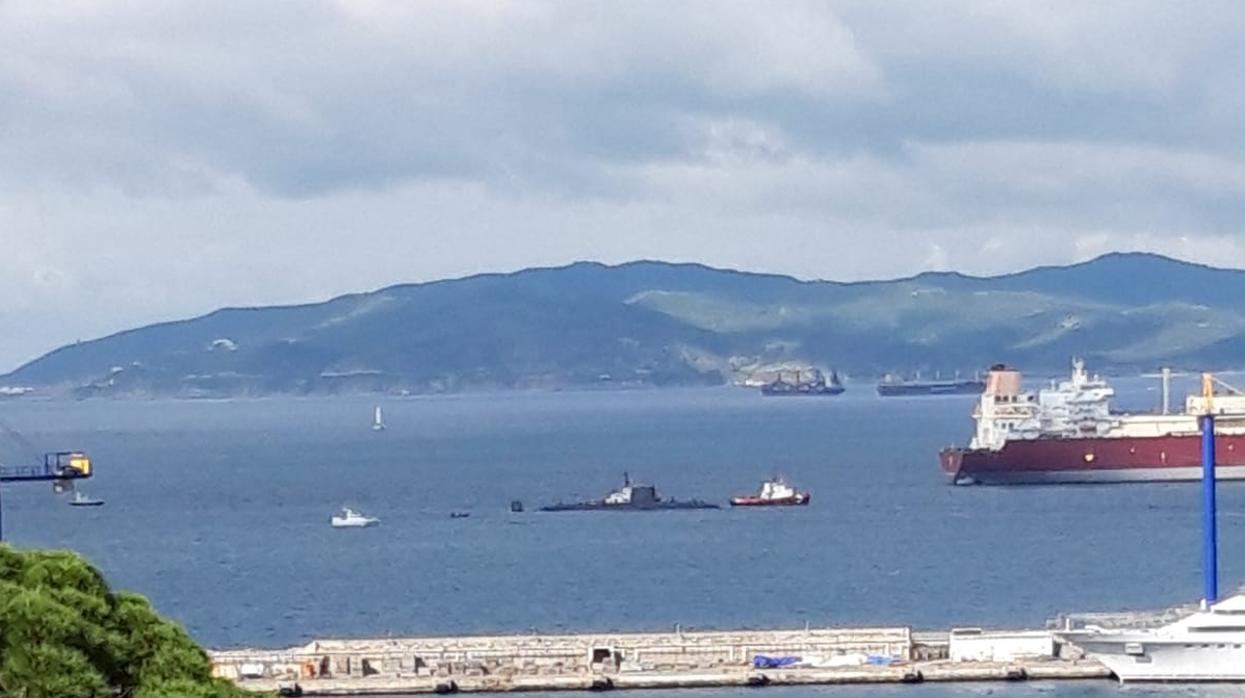 El submarino «HMS Talent» a su llegada este miércoles a Gibraltar