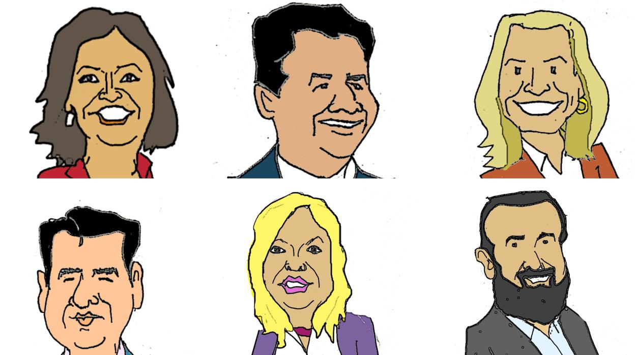 Caricaturas de los principales candidatos por el humorista gráfico Vic