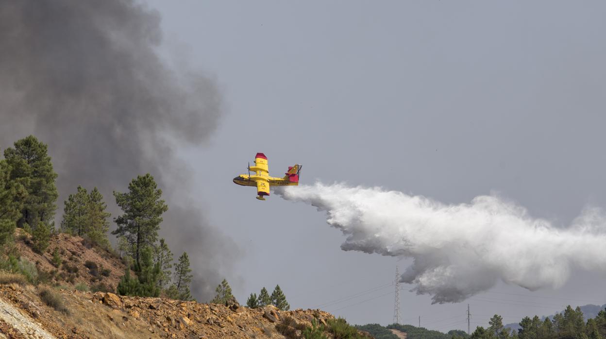 Un avión del Infoca, en una imagen de archivo, sofocando un fuego