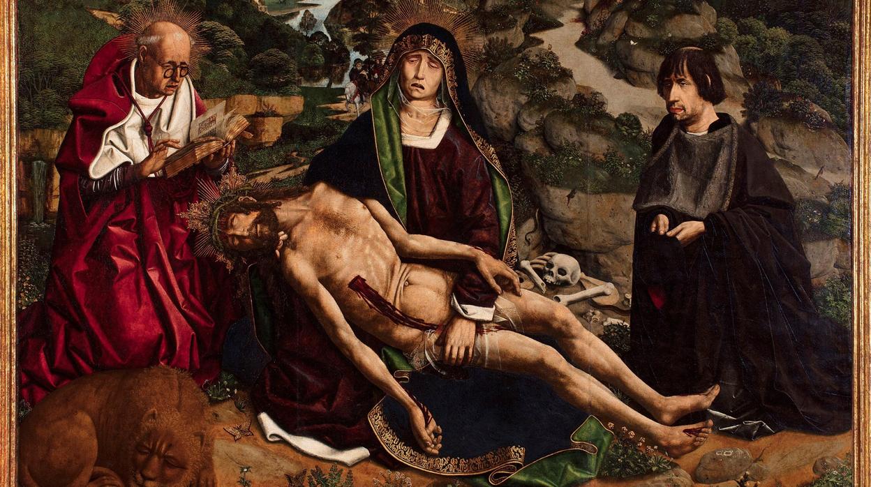 Fragmento de la «Piedad Desplá», una de las obras más reconocidas de Bartolomé Bermejo