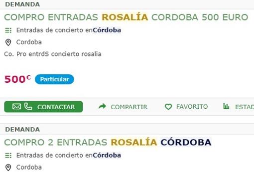 «Compro entrada para Rosalía en Córdoba»: el mercado negro ya se mueve en Internet