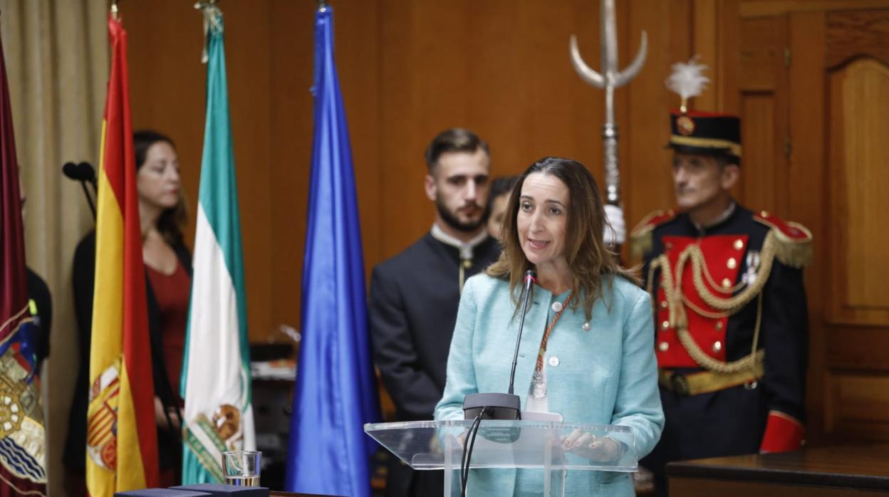 Paula Badanelli, durante su intervención en el Ayuntamiento de Córdoba
