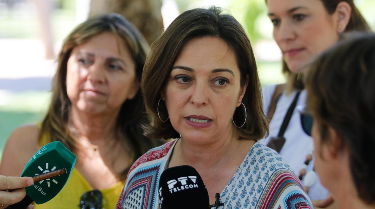 La exalcaldesa y líder de la oposición municipal, Isabel Ambrosio (PSOE), atiende a los medios