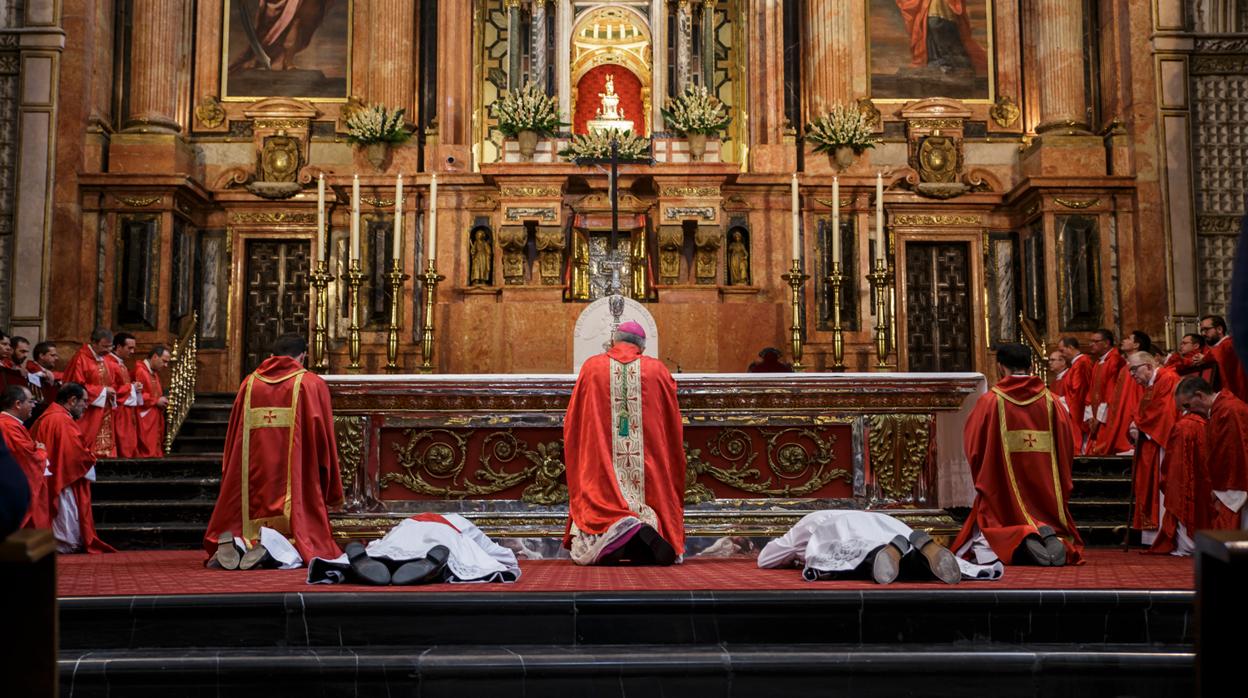 El obispo durante la ceremonia de ordenación