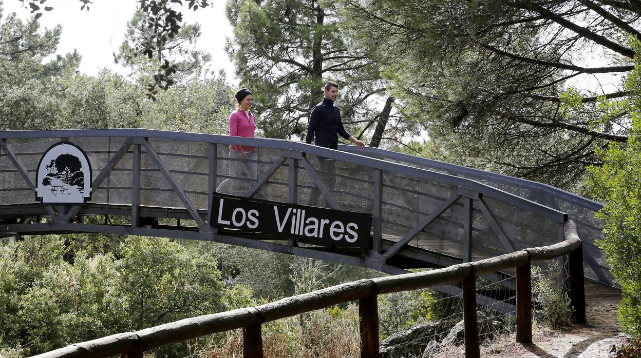 Un matrimonio caminando por el parque de Los Villares