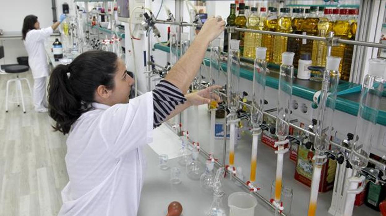 Laboratorios de Deoleo en la planta de envasado de Alcole