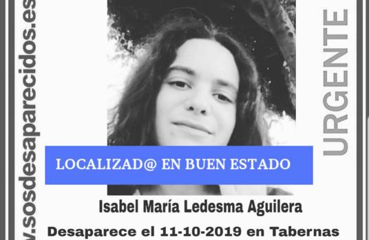 Localizada en buen estado la chica desaparecida hace cinco días en Tabernas