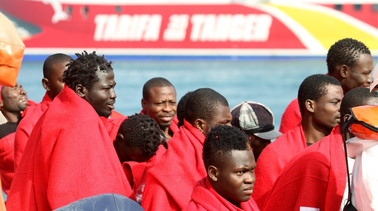 Inmigrantes rescatados por Slavamento Marítimo y trasladados a las costas del Campo de Gibraltar