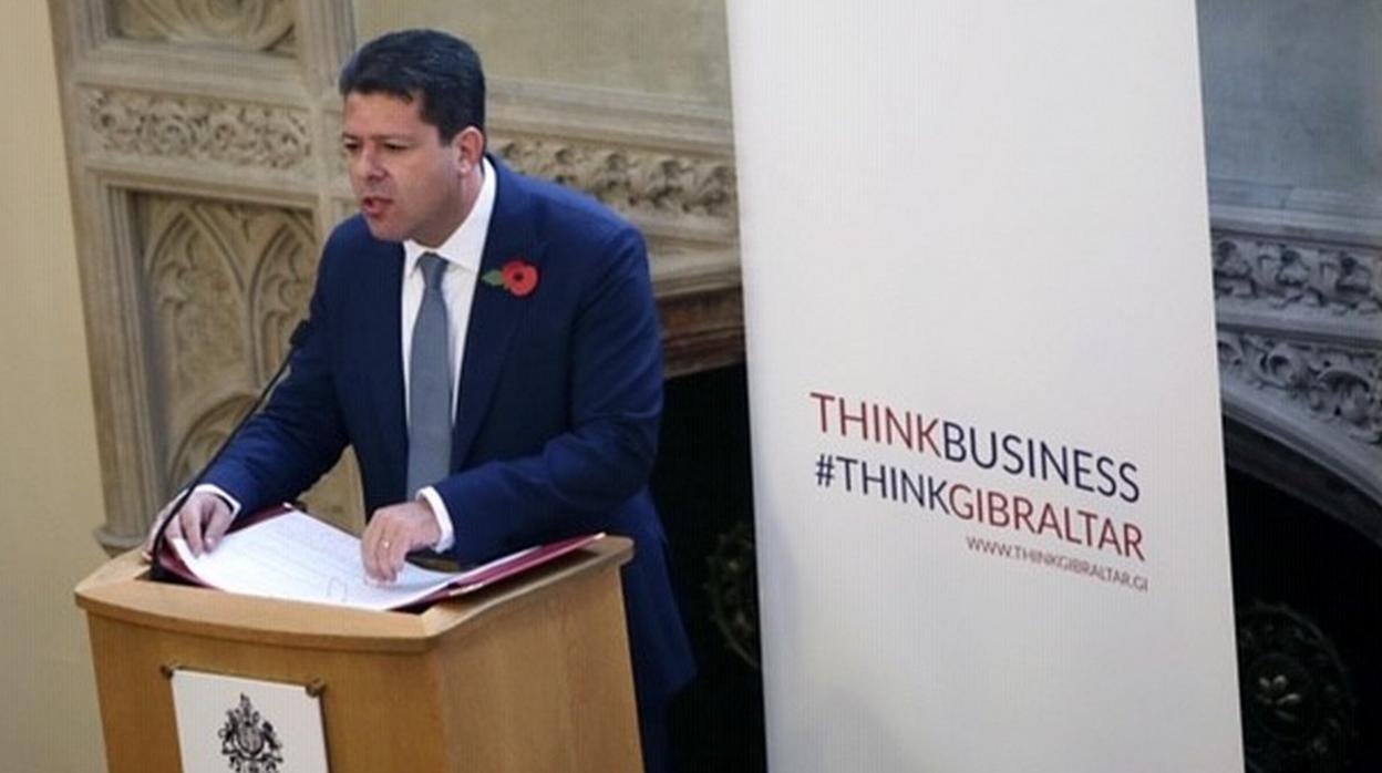 Fabian Picardo, durante una reciente intervención en Londres