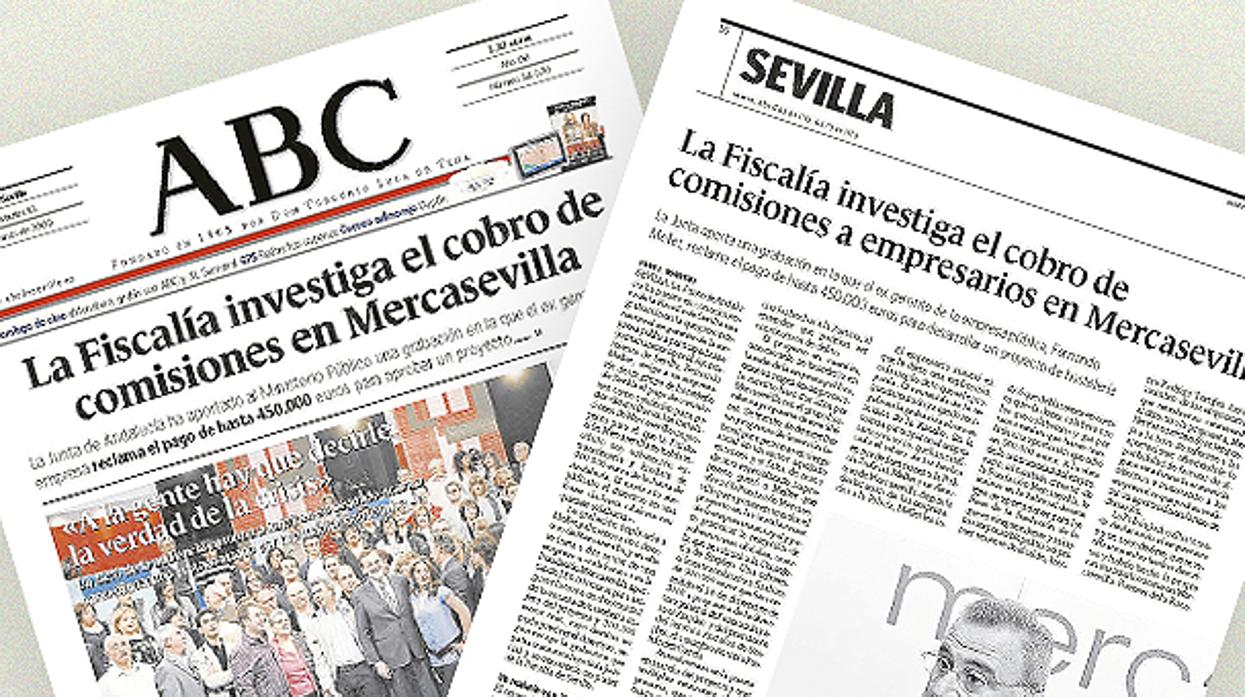 Portada del diario ABC denunciando el germen de los ERE en Mercasevilla