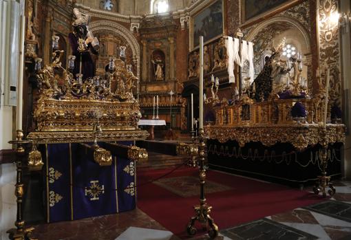 El Nazareno de La Rambla y la Virgen de las Angustias, en la iglesia de San Agustín de Córdoba en septiembre