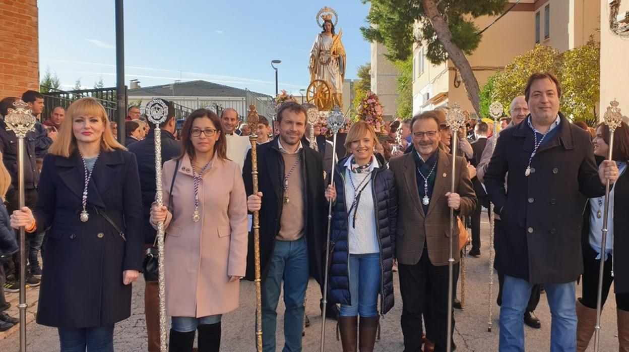 Julio Millán, en el centro, durante la romería de Santa Catalina