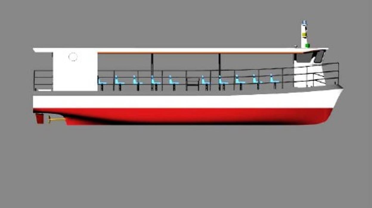 Boceto del barco solar que surcará el pantano del Bembézar en Hornachuelos