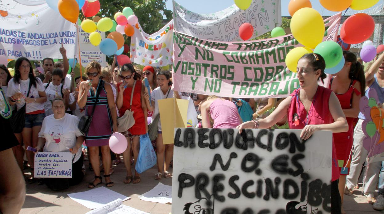 Imagen de una protesta de Escuelas Infantiles en lucha por sus derechos