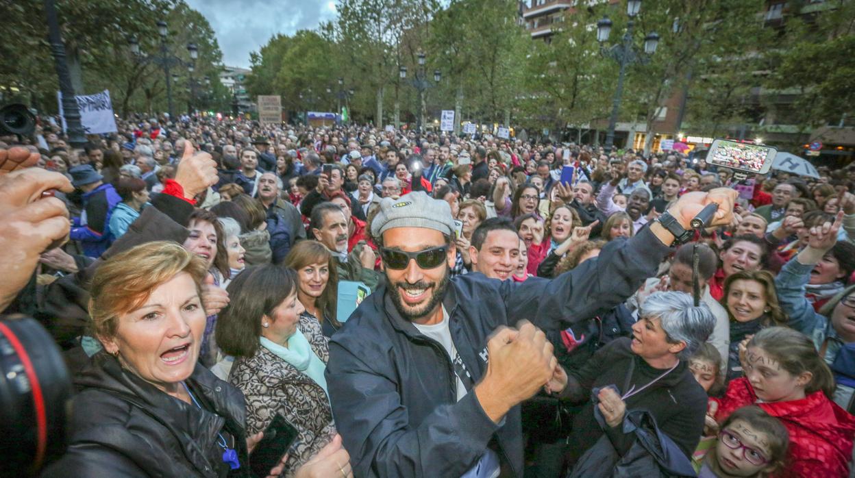 Spiriman, al frente de una manifestación en Granada en 2016