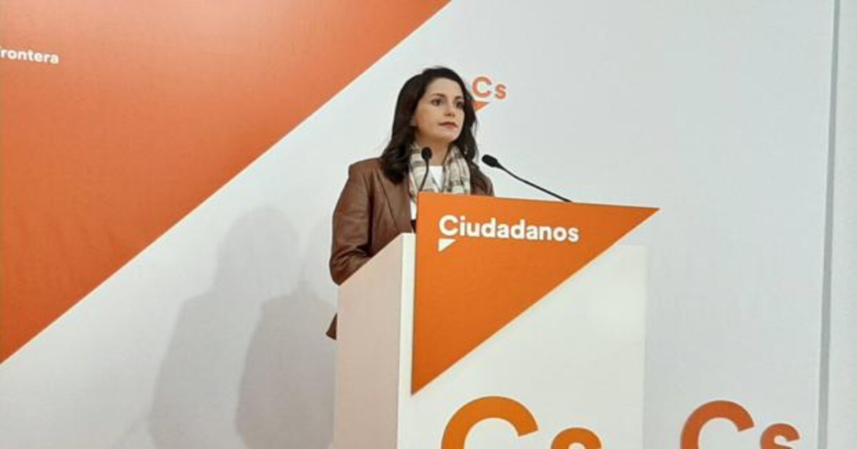 Arrimadas en la sede de la formación naranja en Jerez donde ofreció la rueda de prensa