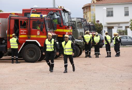 Efectivos de la Unidad Militar de Emergencias desplegados en Córdoba