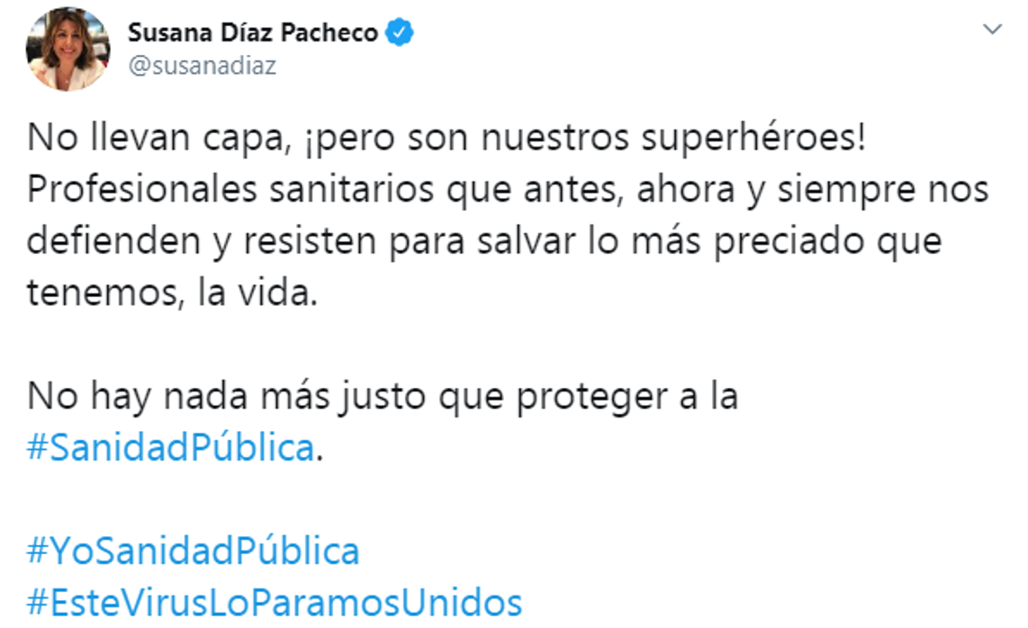 Tuiit publicaado en el perfil de Suasana Díaz