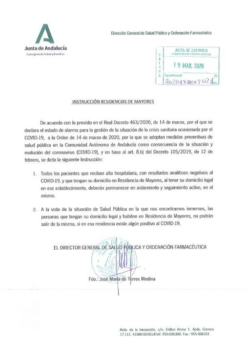 Los ancianos no podrán salir de las residencias donde haya casos positivos aunque lo pidan sus familias