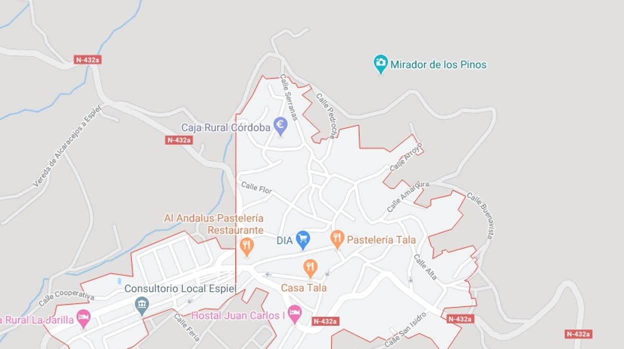 Captua de pantalla de un mapa del municipio