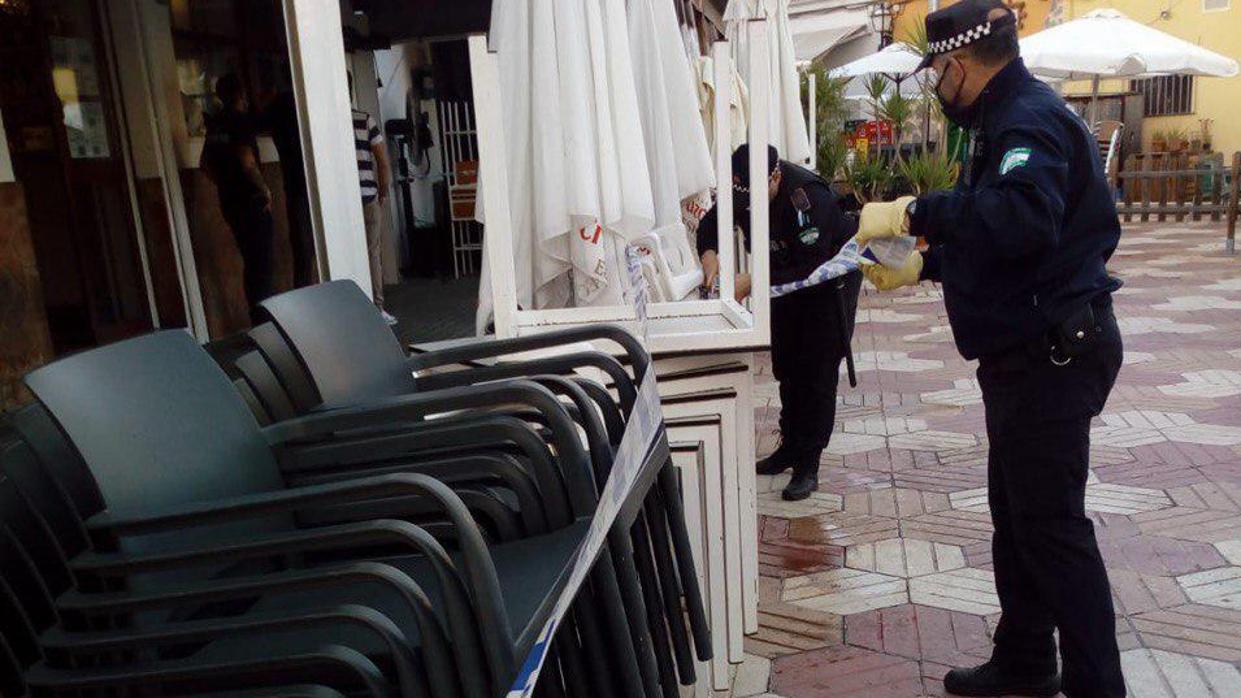 Precinto de la terraza de uno de los bares de El Tablero