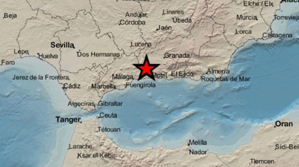 La estrella marca el epicentro del terremoto