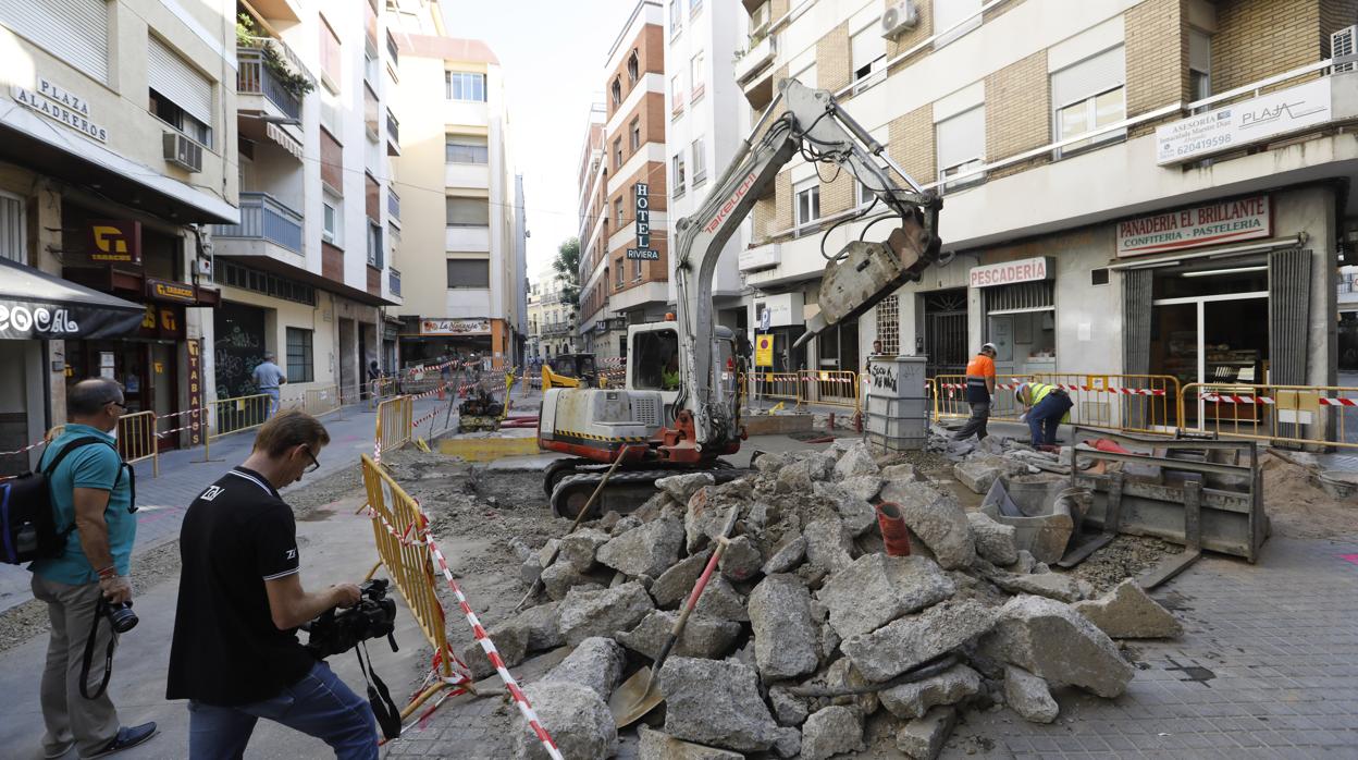 Imagen de archivo de las obras en la plaza de Aladreros