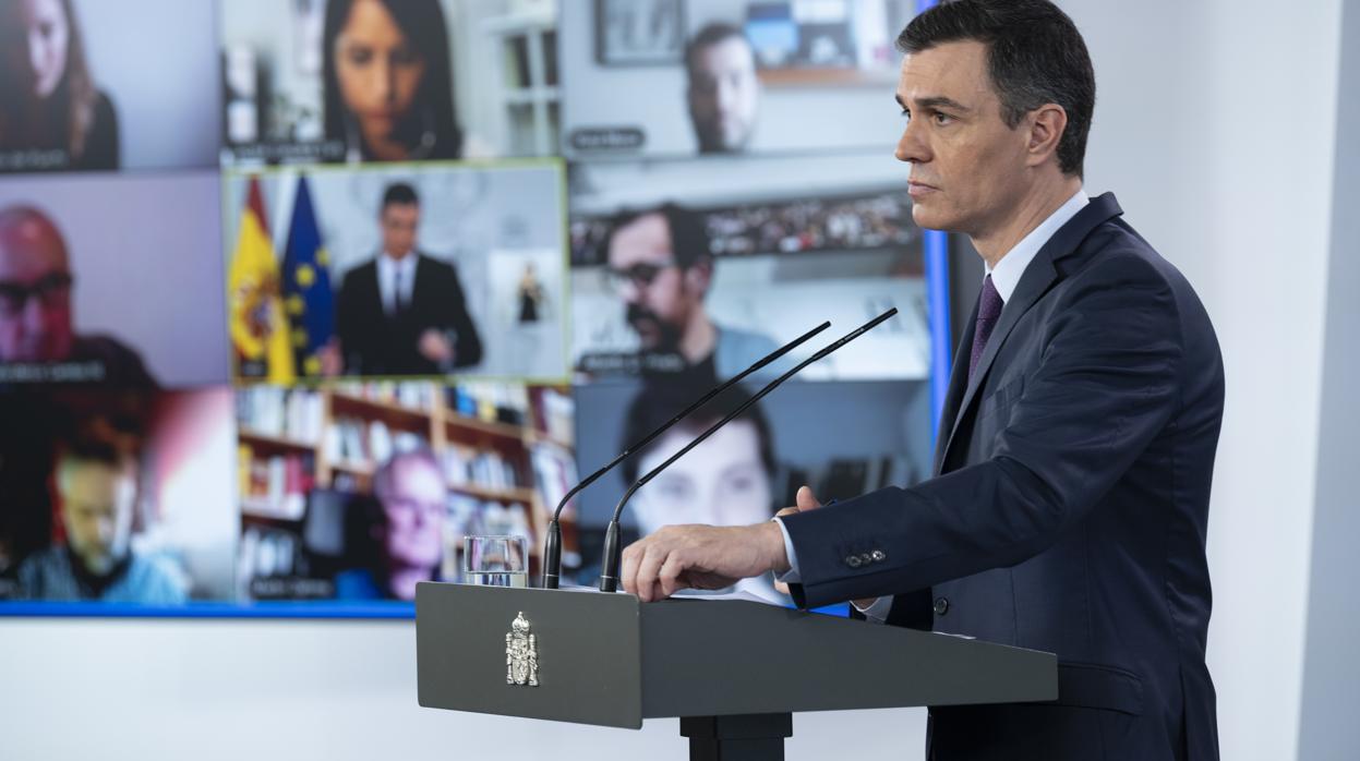 Pedro Sánchez, durante una rueda de prensa