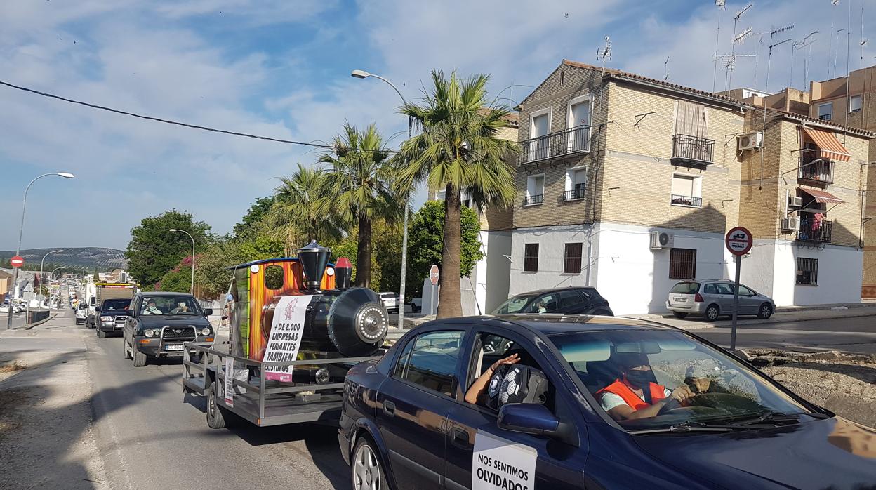 Los feriantes de Aguilar de la Frontera, en el inicio de la marcha este miércoles