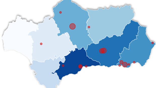 El mapa de los rebrotes de coronavirus en Andalucía: los pueblos en los que se localizan los 24 brotes activos