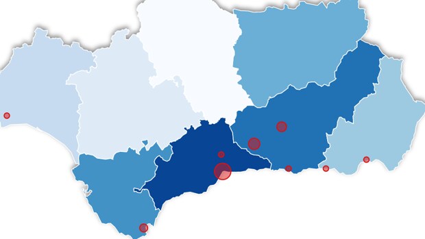 El mapa de los rebrotes de coronavirus en Andalucía: 17 brotes en Málaga, Granada, Huelva, Cádiz y Almería