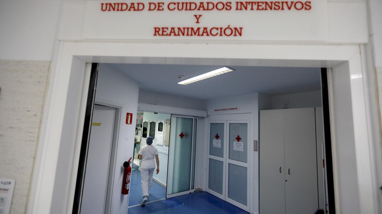 Un profesional sanitaria entra en la UCI del Hospital de la Cruz Roja en Córdoba