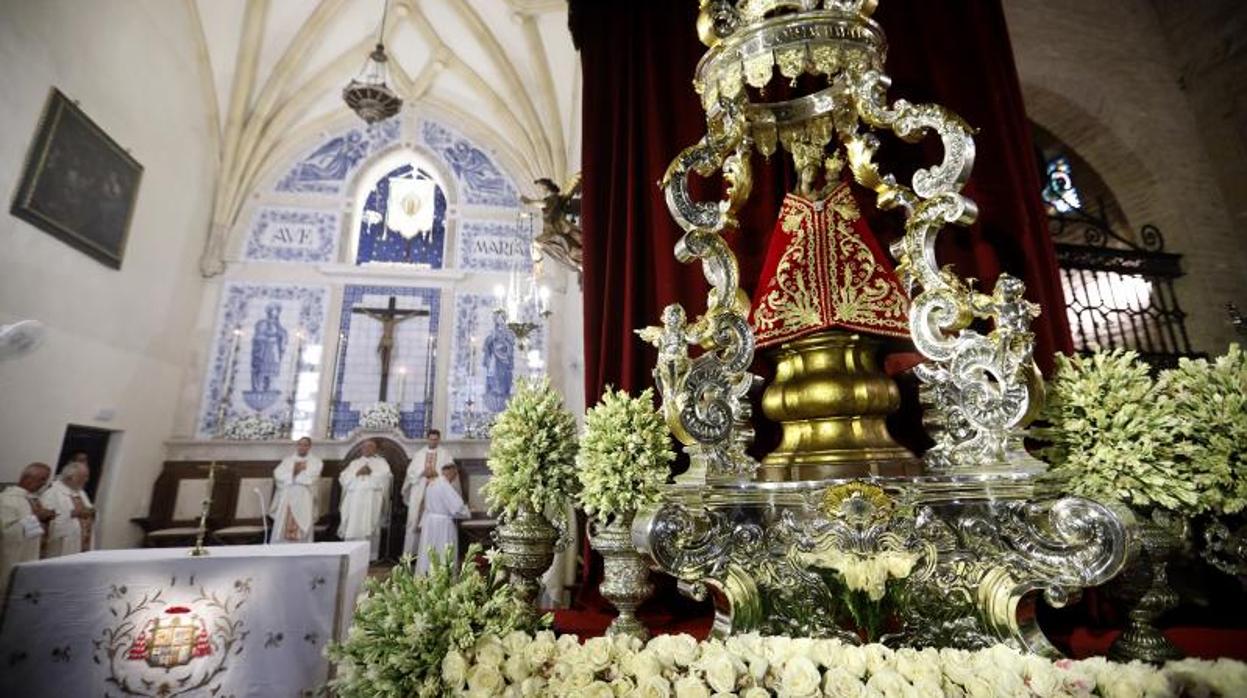 La Virgen de la Fuensanta en su templo durante los actos del año pasado