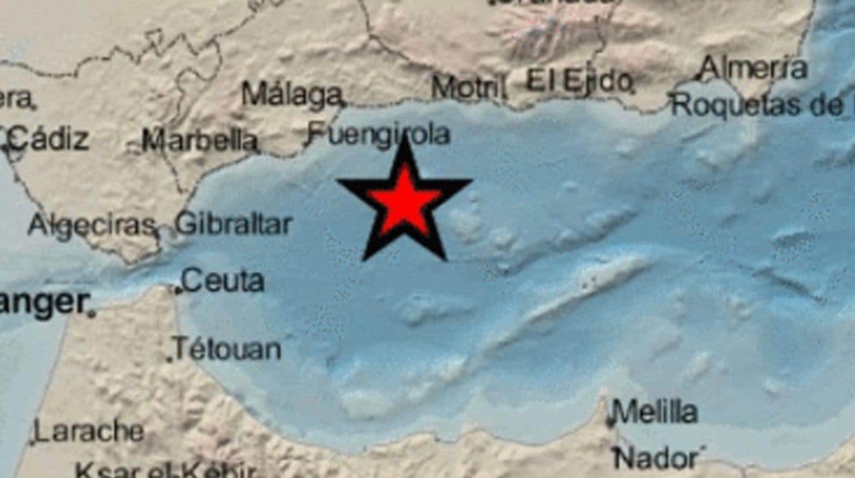 La estrella marca donde se ha registrado el epicentro del terremoto
