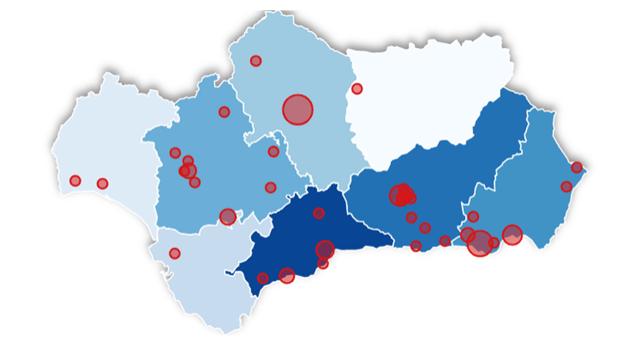 El mapa de los rebrotes de coronavirus en Andalucía: los pueblos en los que se localizan los 80 brotes activos