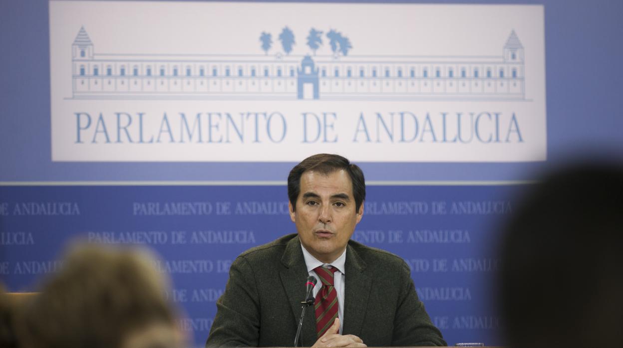 El portavoz parlamentario del PP-A, José Antonio Nieto, en el Parlamento de Andalucía