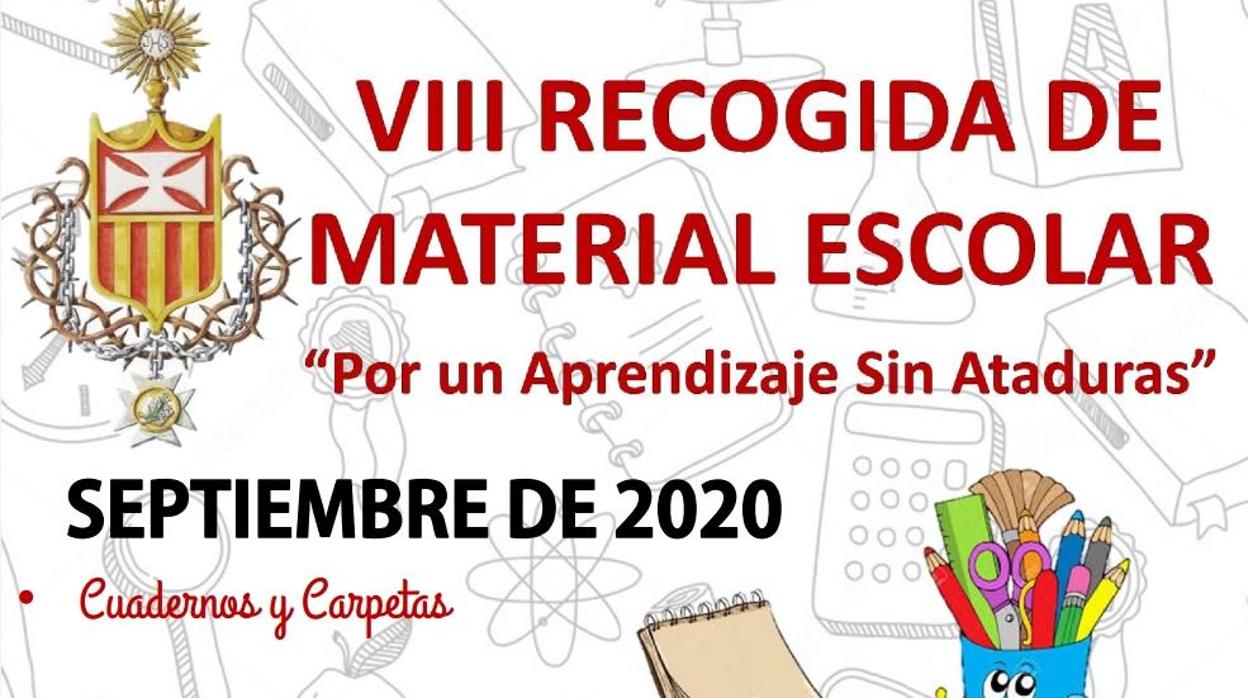 Cartel anunciador de la campaña de recogida de material escolar