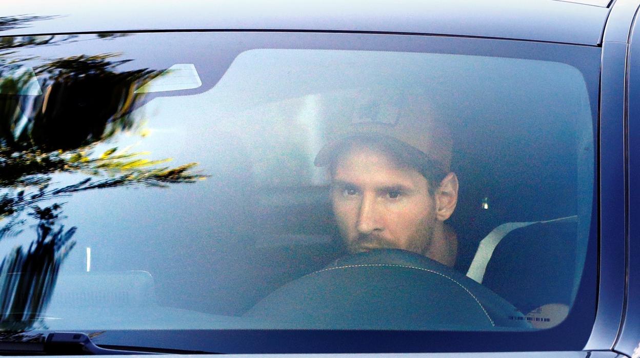 Messi, este lunes a su llegada al entretamiento