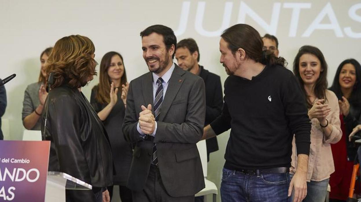 Garzón e Iglesias, en un acto político celebrado en febrero de este año en Madrid